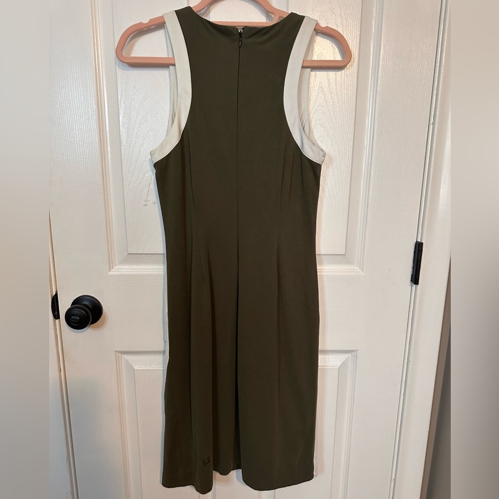 Bar III Sleeveless Olive Green Contrast-Trim Dress - Picture 5 of 7